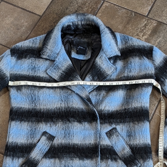 Me Jane Wool Blend Whimsical Dressy Coat Size S Blue & Black - Picture 10 of 10